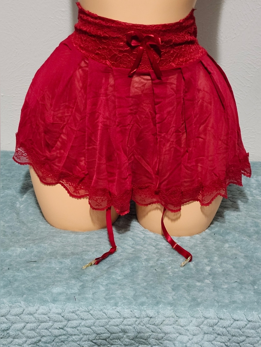 Red Lace Garter Skirt w/Adjustable Straps
